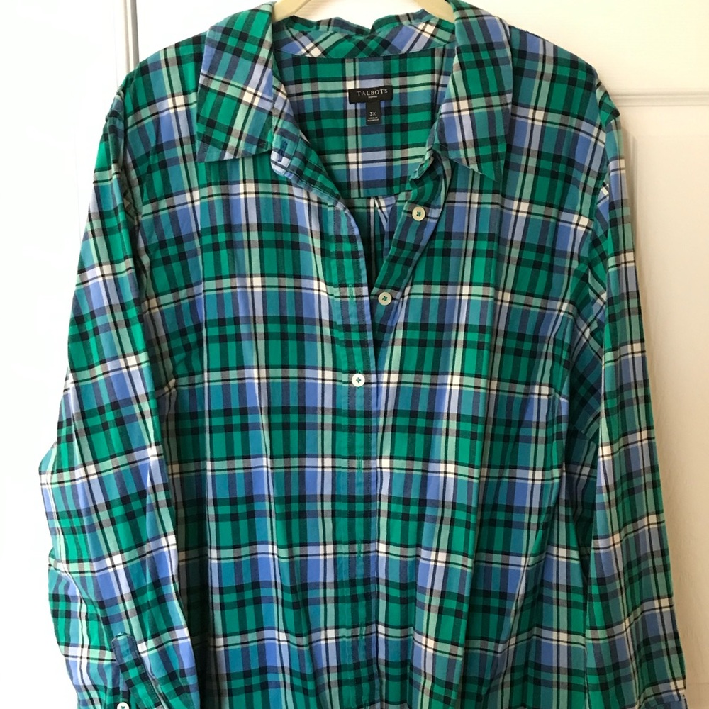 💐Talbots button down plaid shirt size 3X